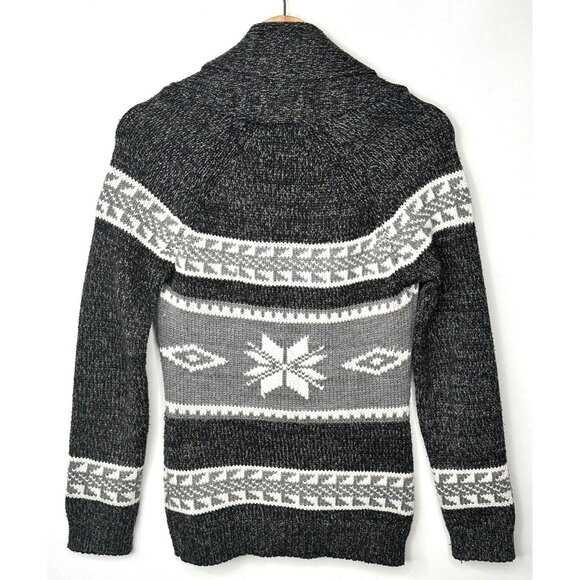 Bluenotes Womens Cardigan Sweater Shawl Collar Snowflake Long Sleeve Gray Size S - Picture 2 of 13